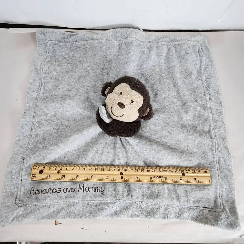 Carters Unisex Lovey Monkey Bananas Over Mommy Rattle Toy Satin Back Plush Brown